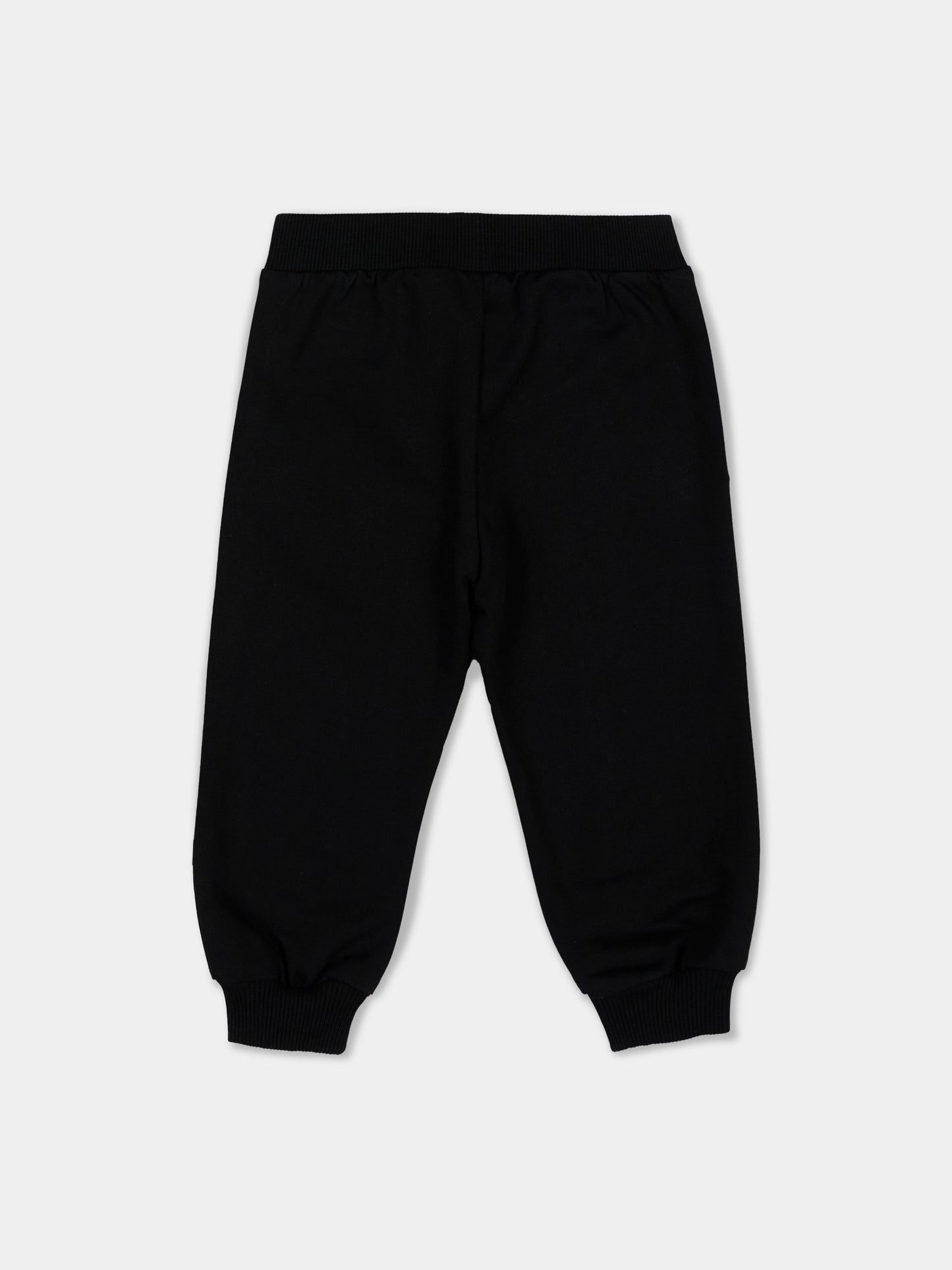 Pantalone sportivo nero per neonati con logo,Moschino Kids,MUP05W LCA19 60100