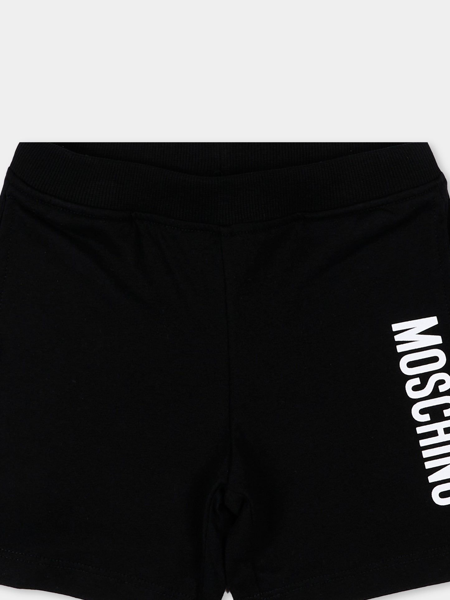 Shorts sportivi neri per neonati con logo,Moschino Kids,MUQ01W LAA02 60100