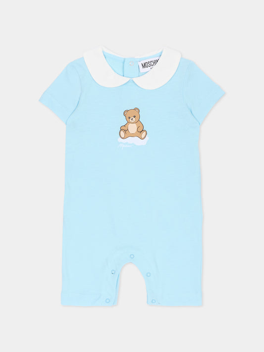 Pagliaccetto celeste per neonato con Teddy Bear,Moschino Kids,MUT04N LAA03 40304