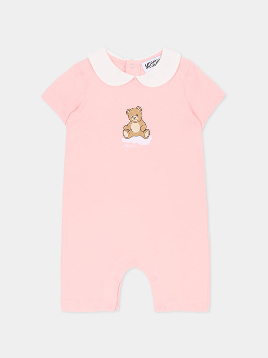 Pagliaccetto rosa per neonata con Teddy Bear,Moschino Kids,MUT04N LAA03 50209