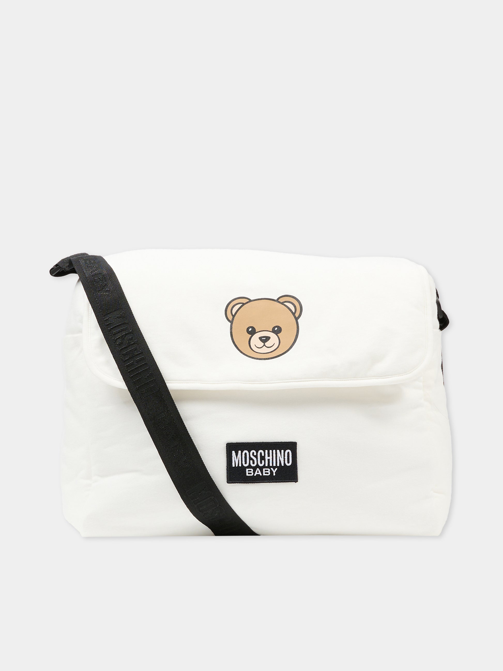 Borsa mamma avorio per neonati con Teddy Bear e logo,Moschino Kids,MUX05V LCA19 10063