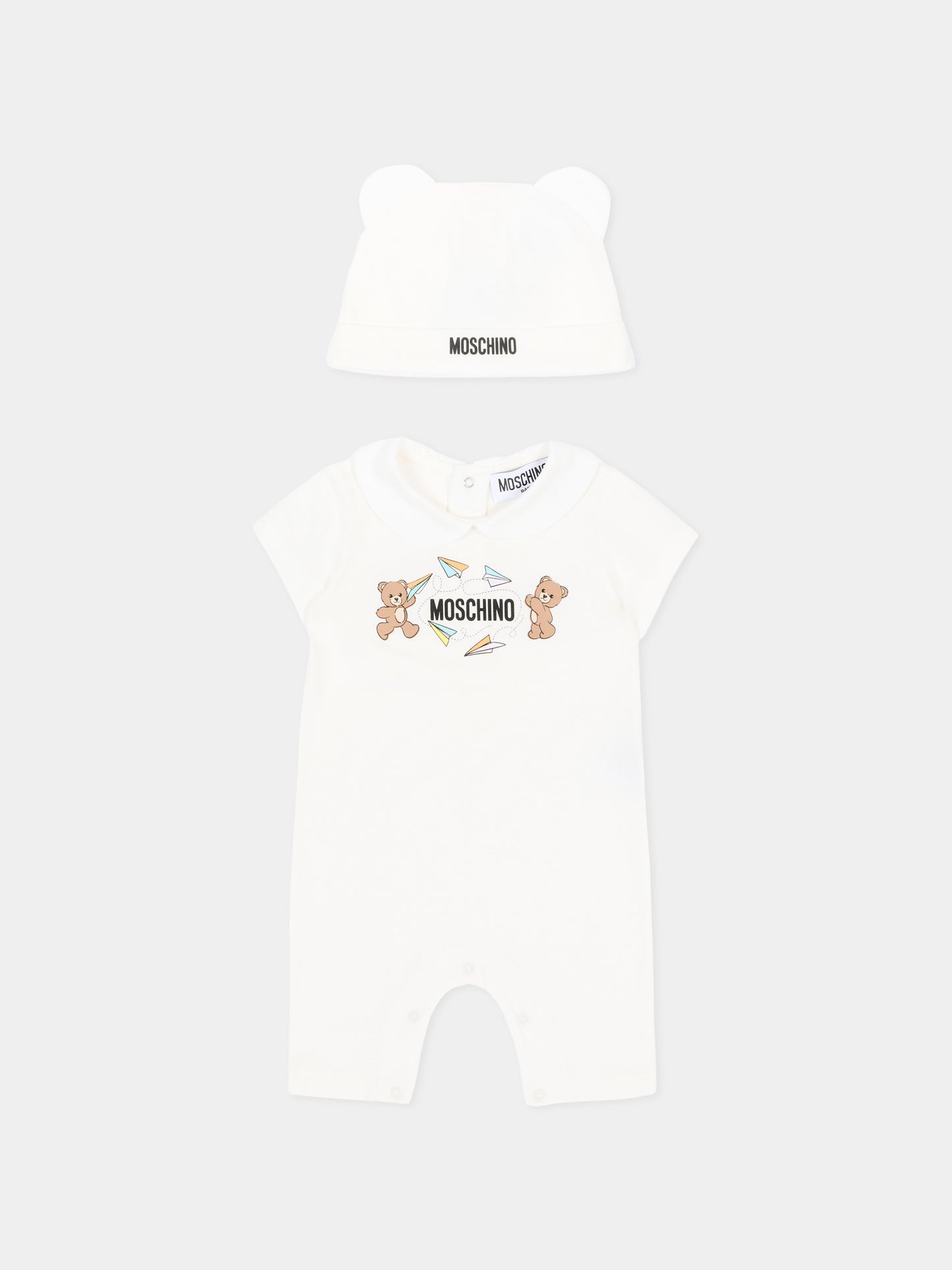Pagliaccetto avorio per neonati con Teddy Bear,Moschino Kids,MUY090 LAA01 10063