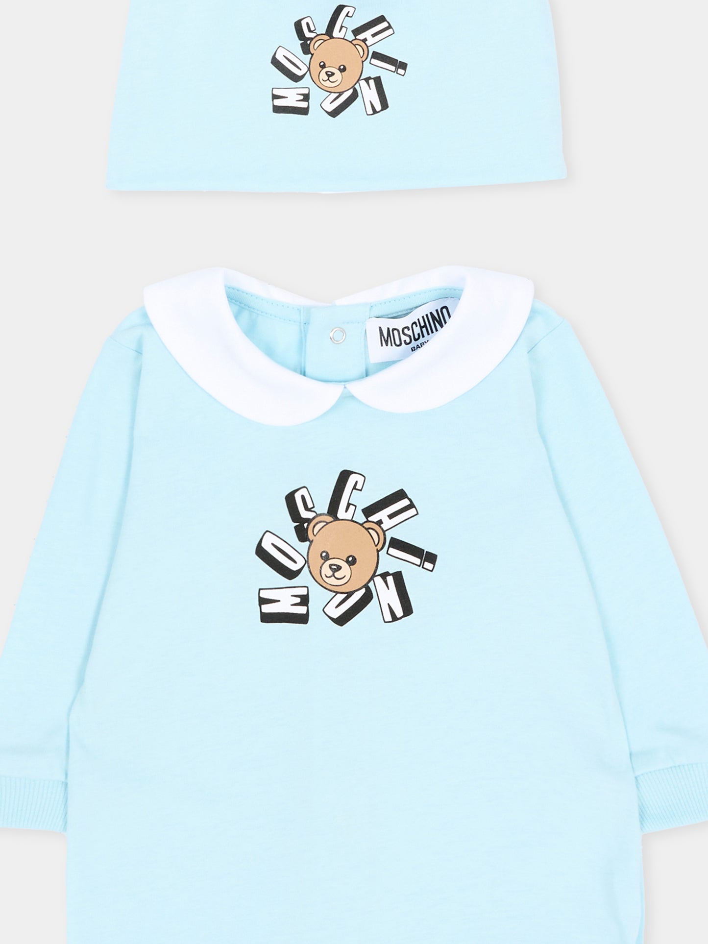 Set tutina celeste per neonato con Teddy Bear,Moschino Kids,MUY094 LAA02 40304