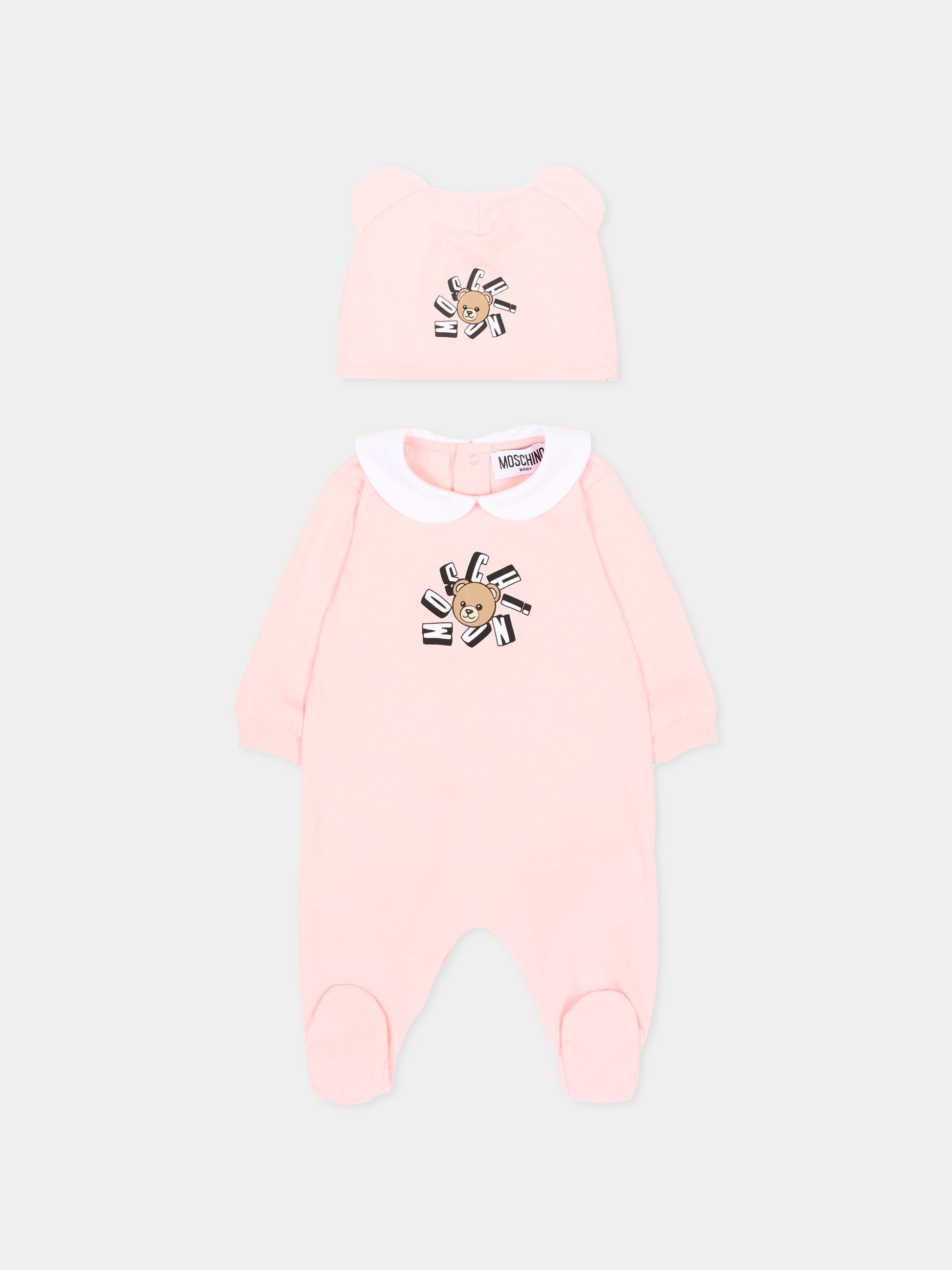 Set tutina rosa per neonata con Teddy Bear,Moschino Kids,MUY094 LAA02 50209