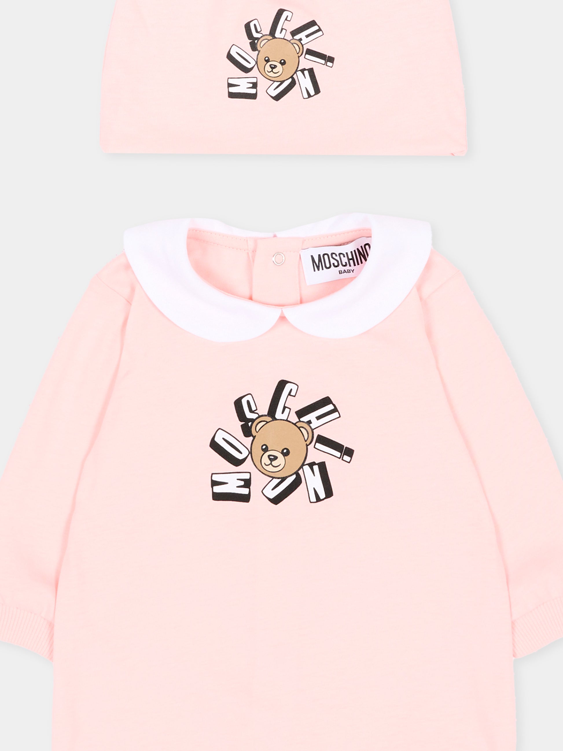 Set tutina rosa per neonata con Teddy Bear,Moschino Kids,MUY094 LAA02 50209