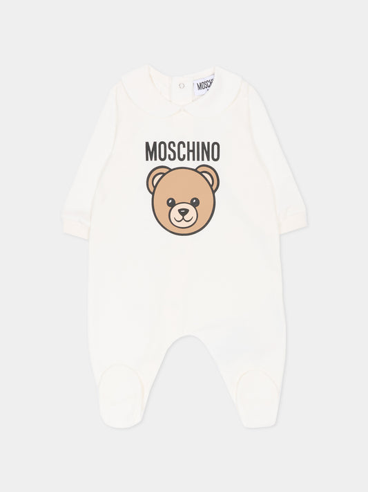 Tutina avorio per neonati con Teddy Bear,Moschino Kids,MUY098 LCA19 10063