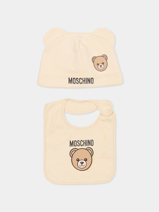 Set accessori beige per neonati con Teddy Bear,Moschino Kids,MUY099 LCA19 20404
