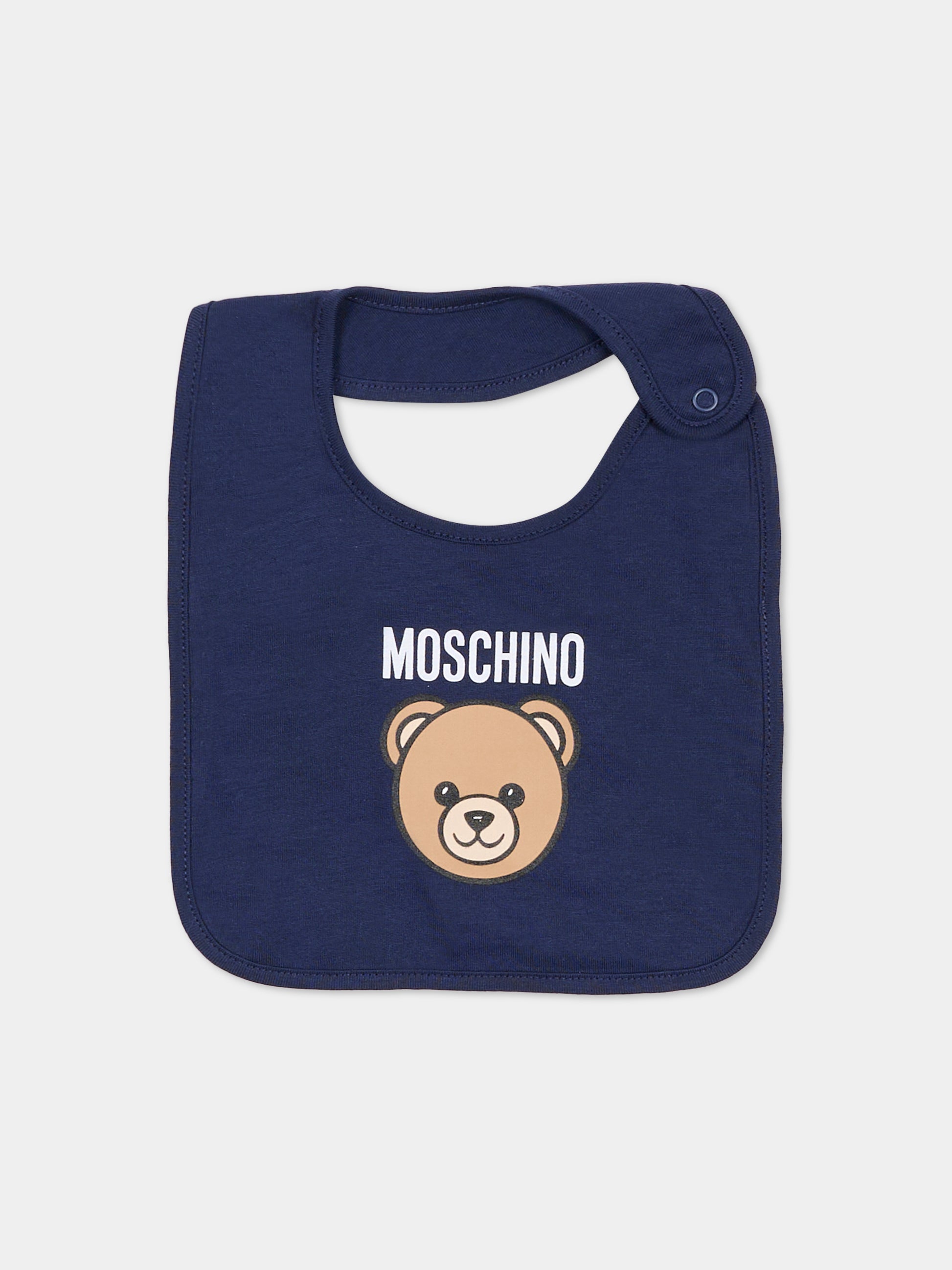 Set accessori blu per neonati con Teddy Bear,Moschino Kids,MUY099 LCA19 40016