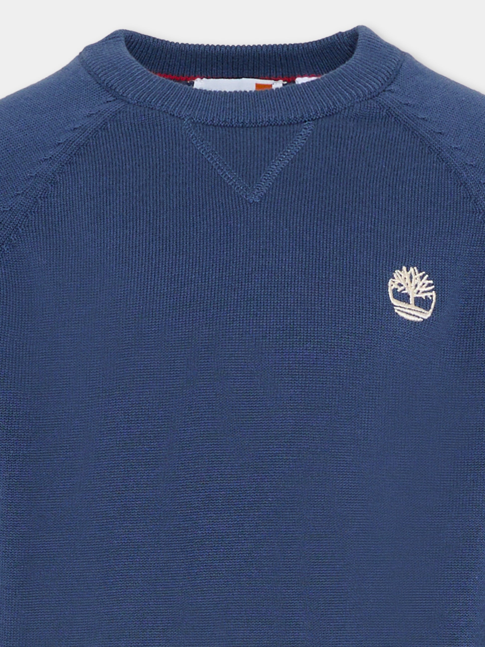 Maglione blu per bambino con albero ricamato,Timberland,T60822 805