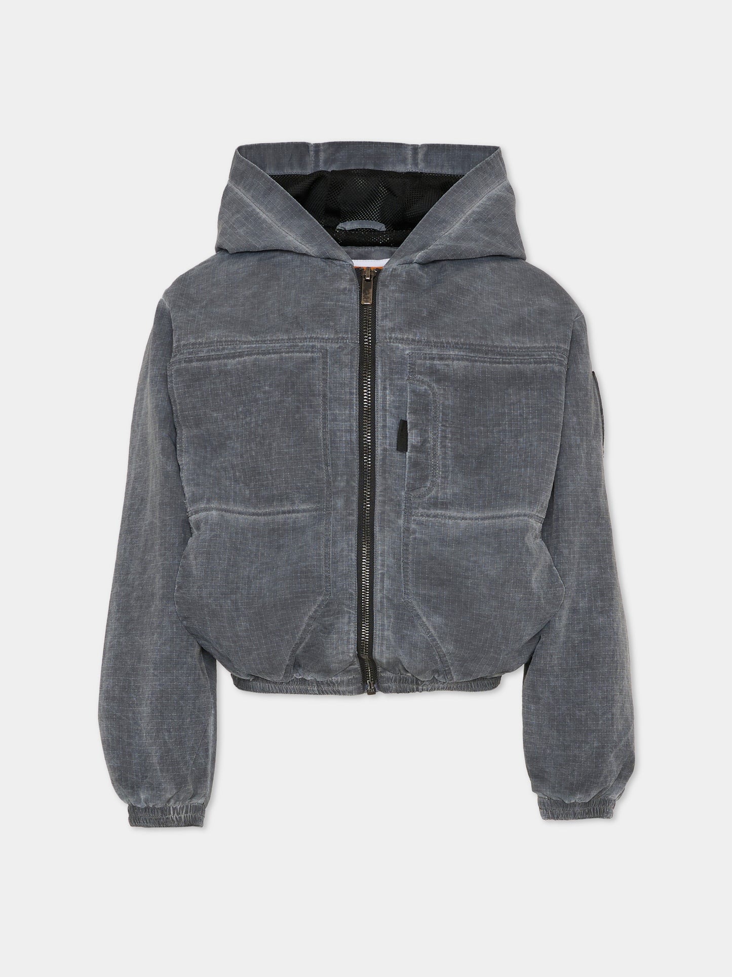 Giacca a vento grigia per bambino con logo,Timberland,T60832 066