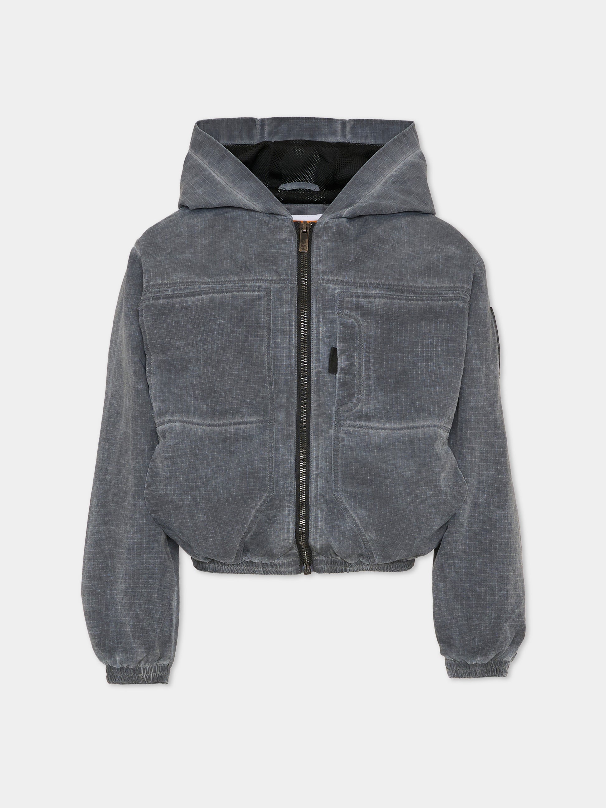 Giacca a vento grigia per bambino con logo,Timberland,T60832 066