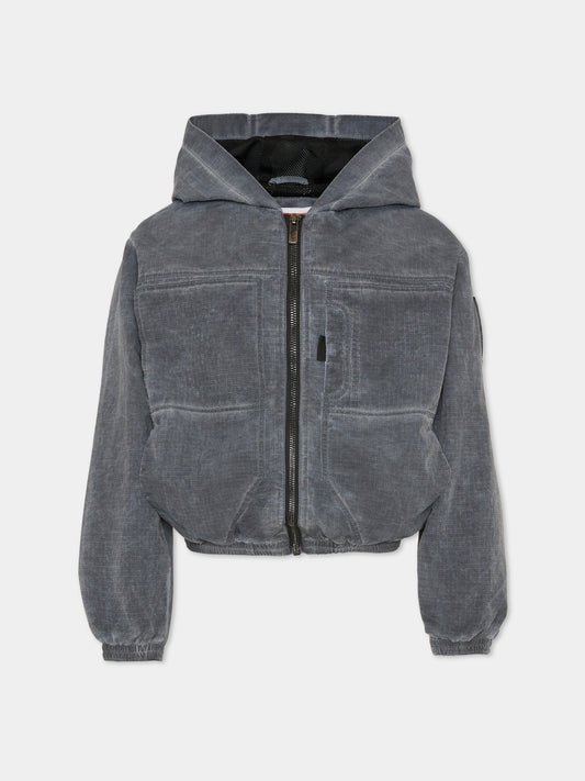 Giacca a vento grigia per bambino con logo,Timberland,T60832 066