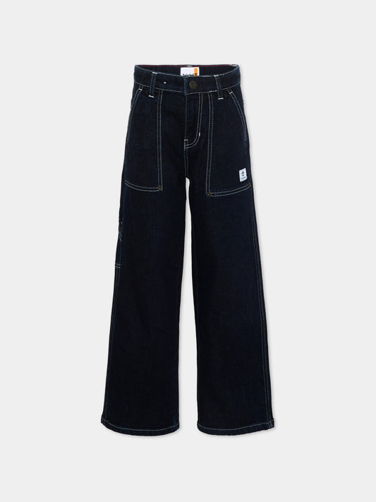 Jeans denim per bambino con logo,Timberland,T60840 Z10