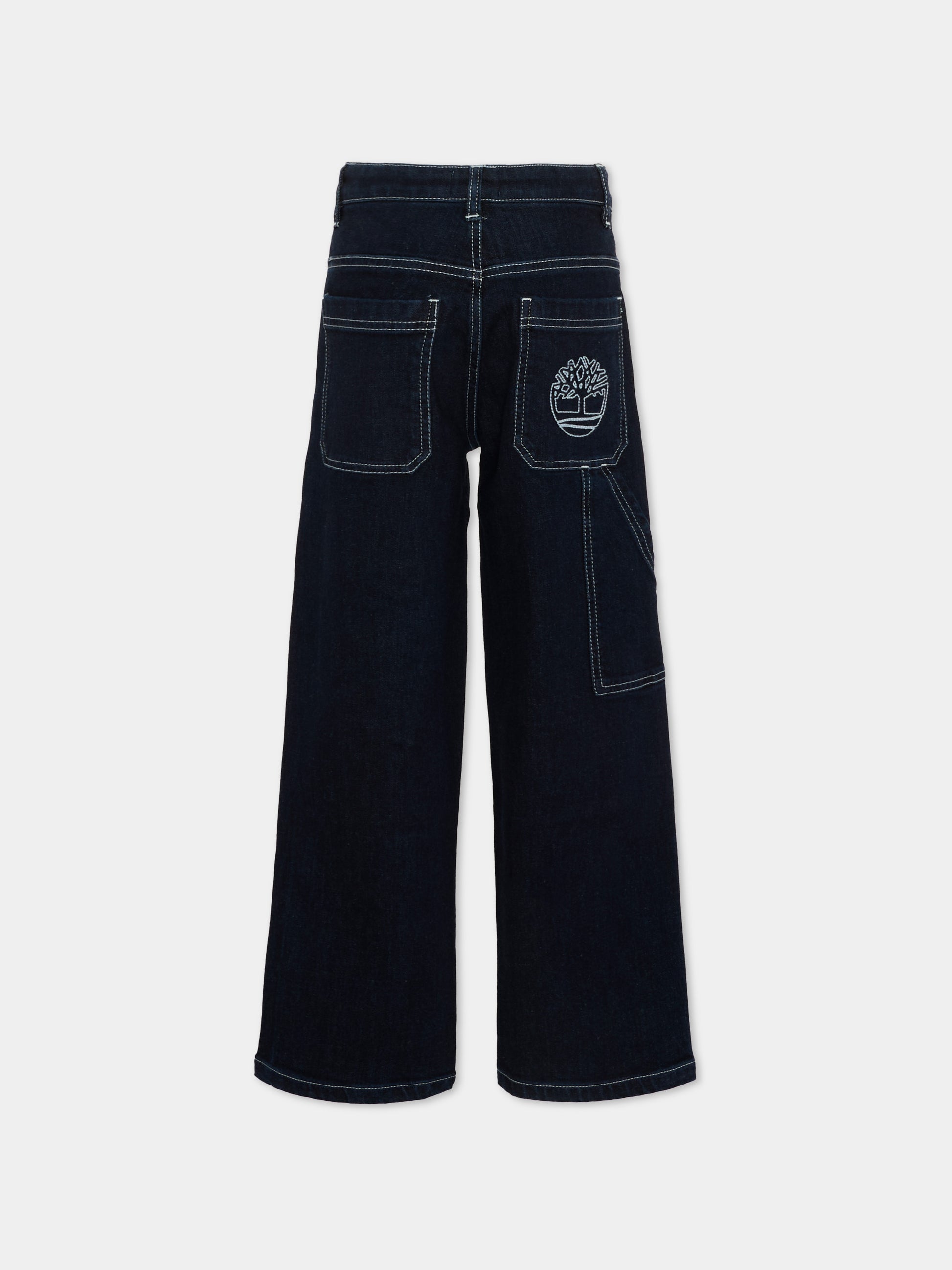 Jeans denim per bambino con logo,Timberland,T60840 Z10