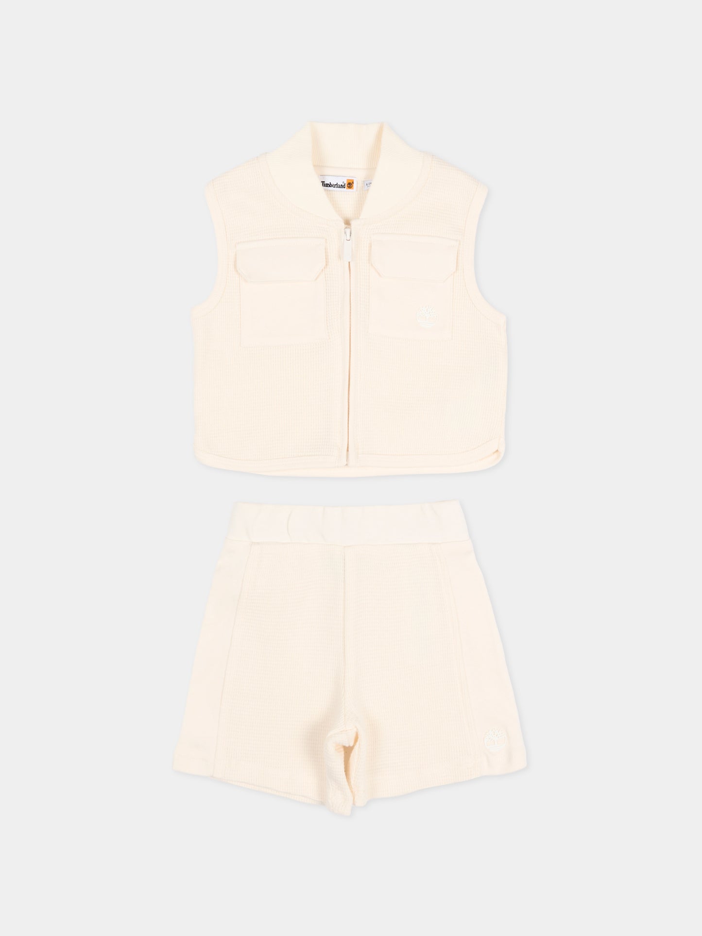 Completo sportivo avorio per neonato con logo,Timberland,T60889 127