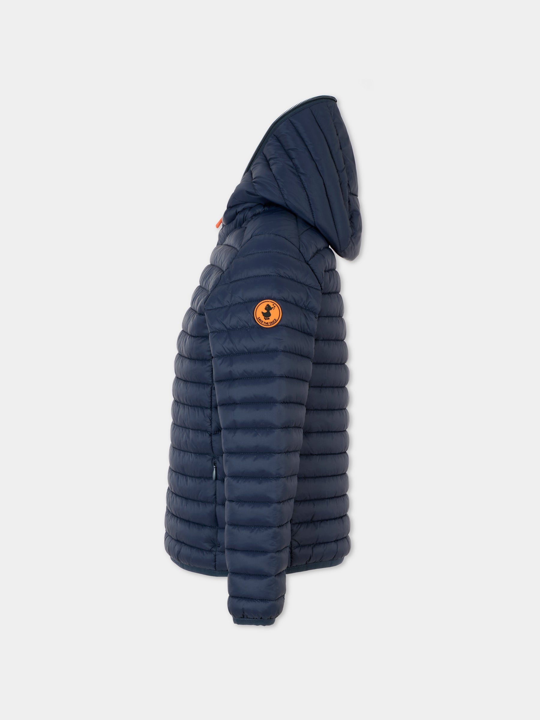 Piumino Huey blu per bambino con logo,Save The Duck Kids,J30650B GIGA20 90000