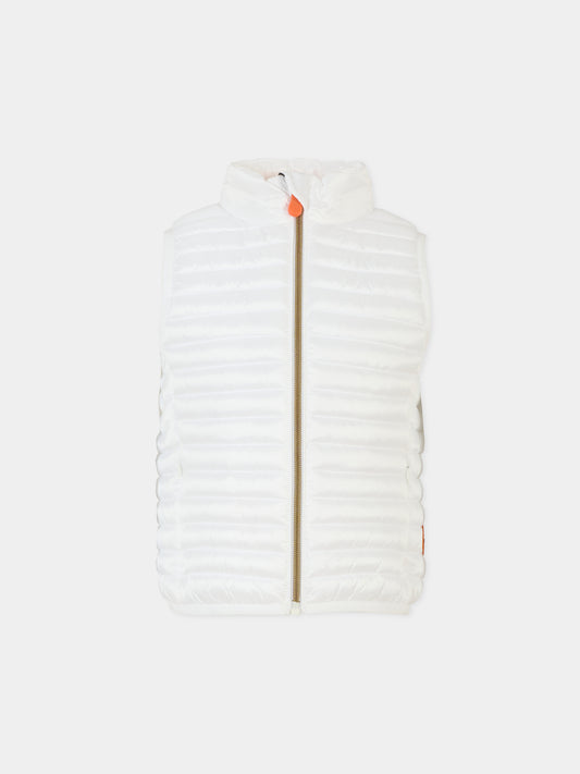 Gilet Ava bianco per bambina con logo,Save The Duck Kids,J85310G IRIS20 00000