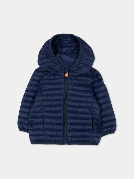 Piumino blu Nene per neonati con logo,Save The Duck Kids,I30003X GIGA22 90000