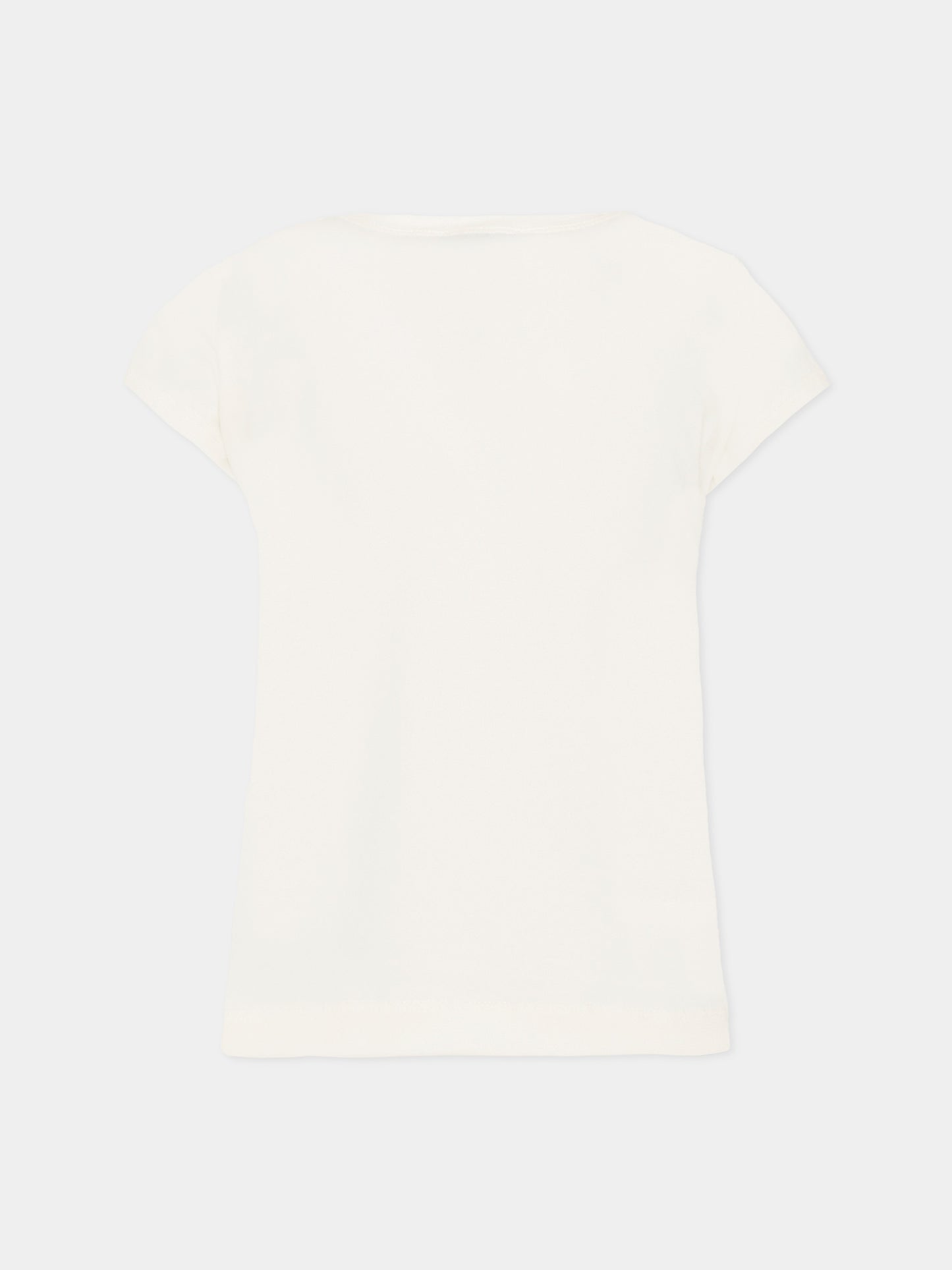 T-shirt avorio per bambina con stampa floreale,Philosophy,I1G613 - 7201 - 0001