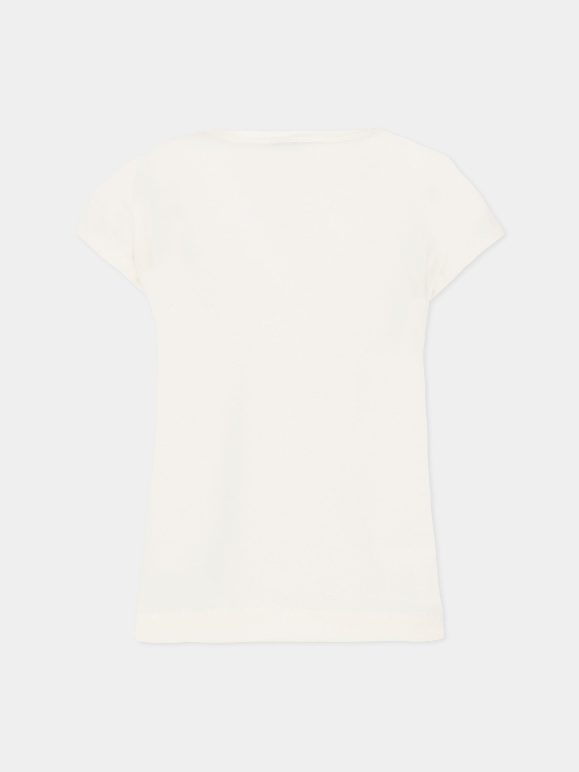 T-shirt avorio per bambina con stampa floreale,Philosophy,I1G613 - 7201 - 0001