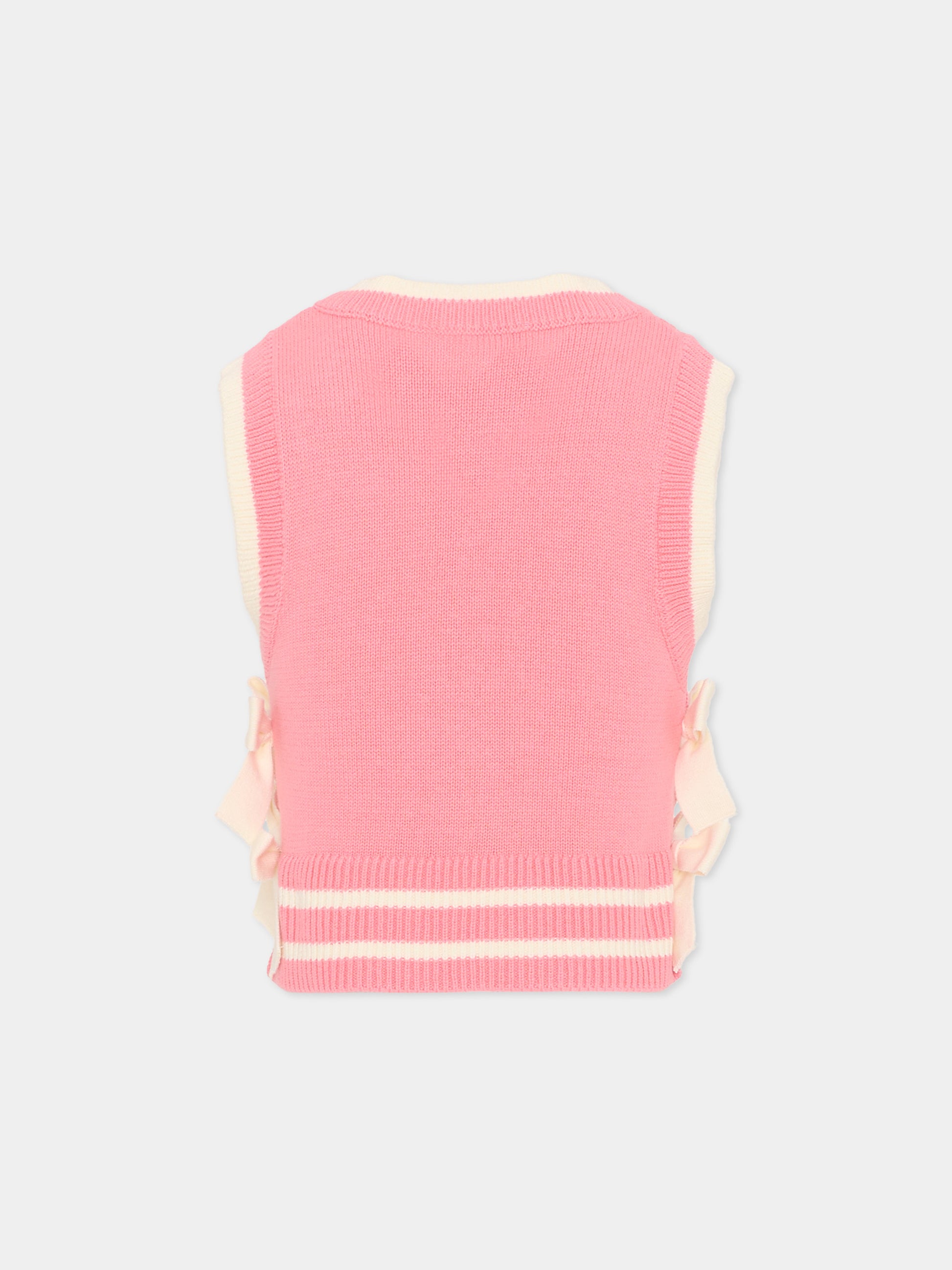 Maglia gilet rosa per bambina con fiocchi,Philosophy,I9G306 - 7034 - 0093