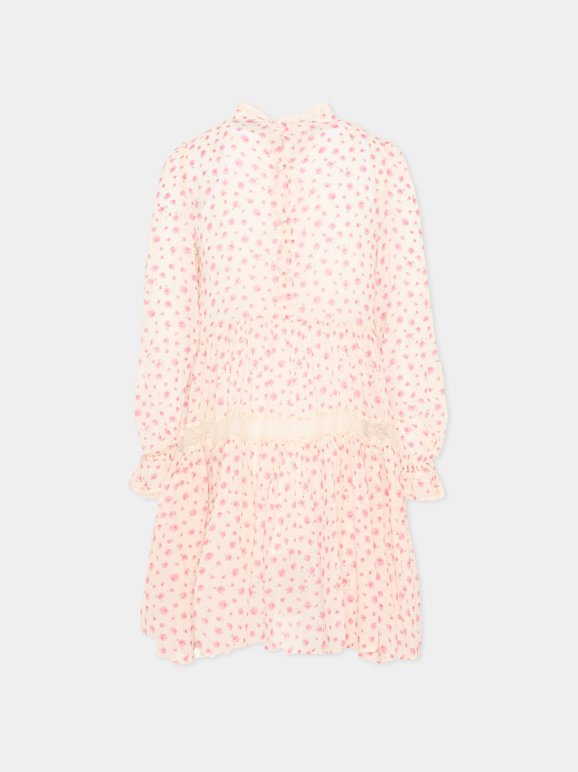 Vestito rosa floreale per bambina,Philosophy,I1G910 - 7602 - 0294