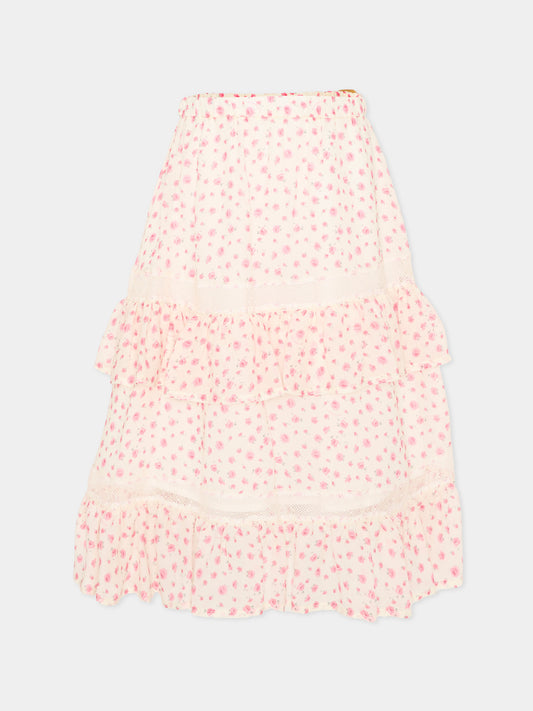 Gonna rosa per bambina floreale,Philosophy,I1G706 - 7602 - 0294