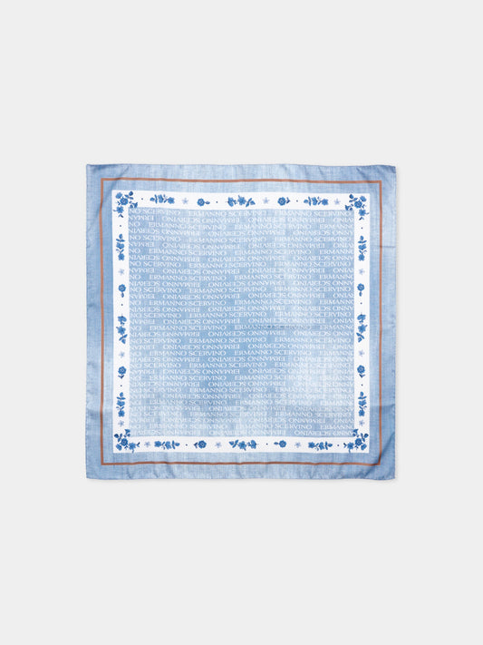 Foulard celeste per bambina con logo,Ermanno Scervino Junior,Z9G000 - 7669 - 0062