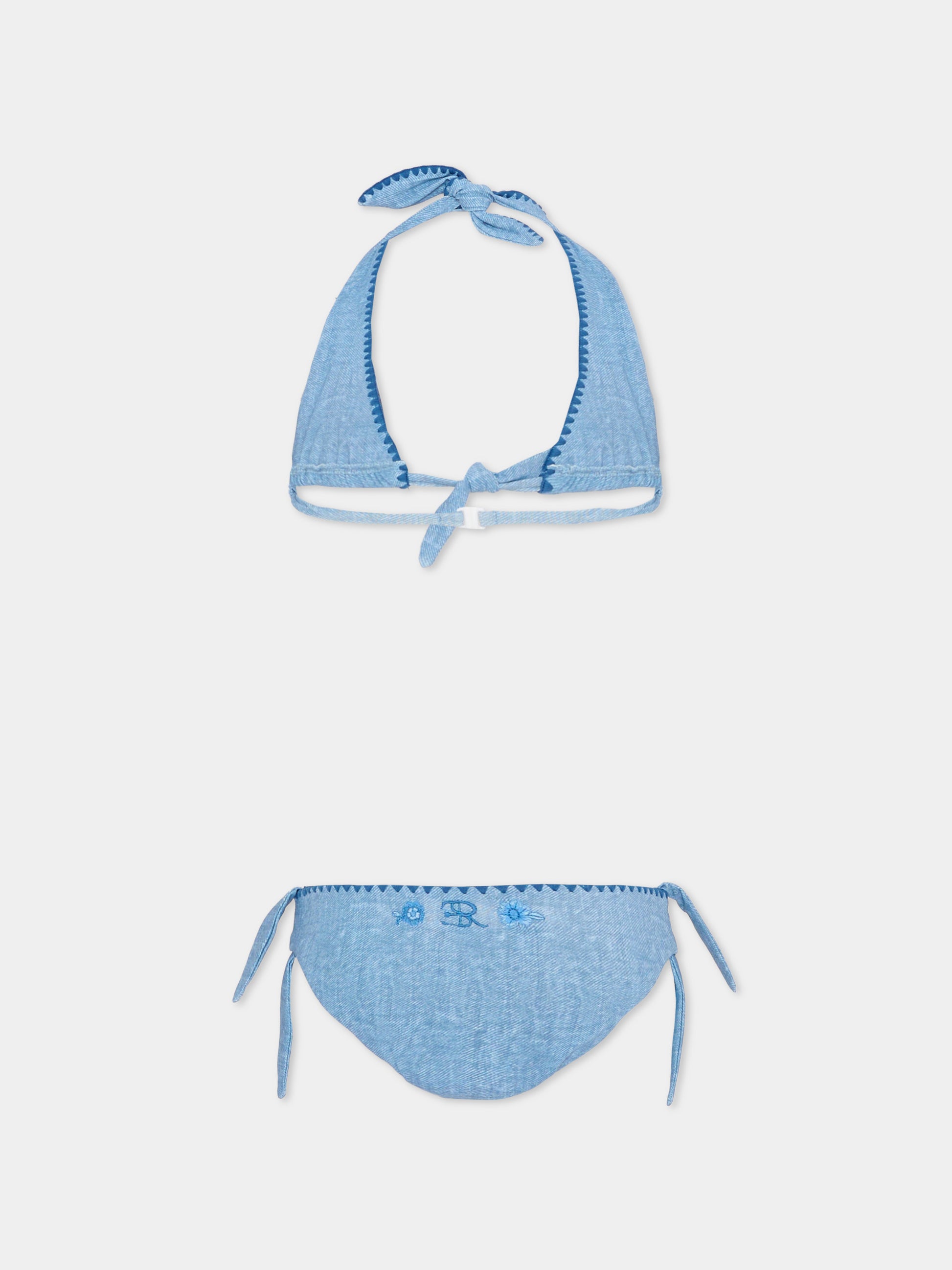 Bikini celeste per bambina con fiori,Ermanno Scervino Junior,Z9G009 - 7755 - 0062