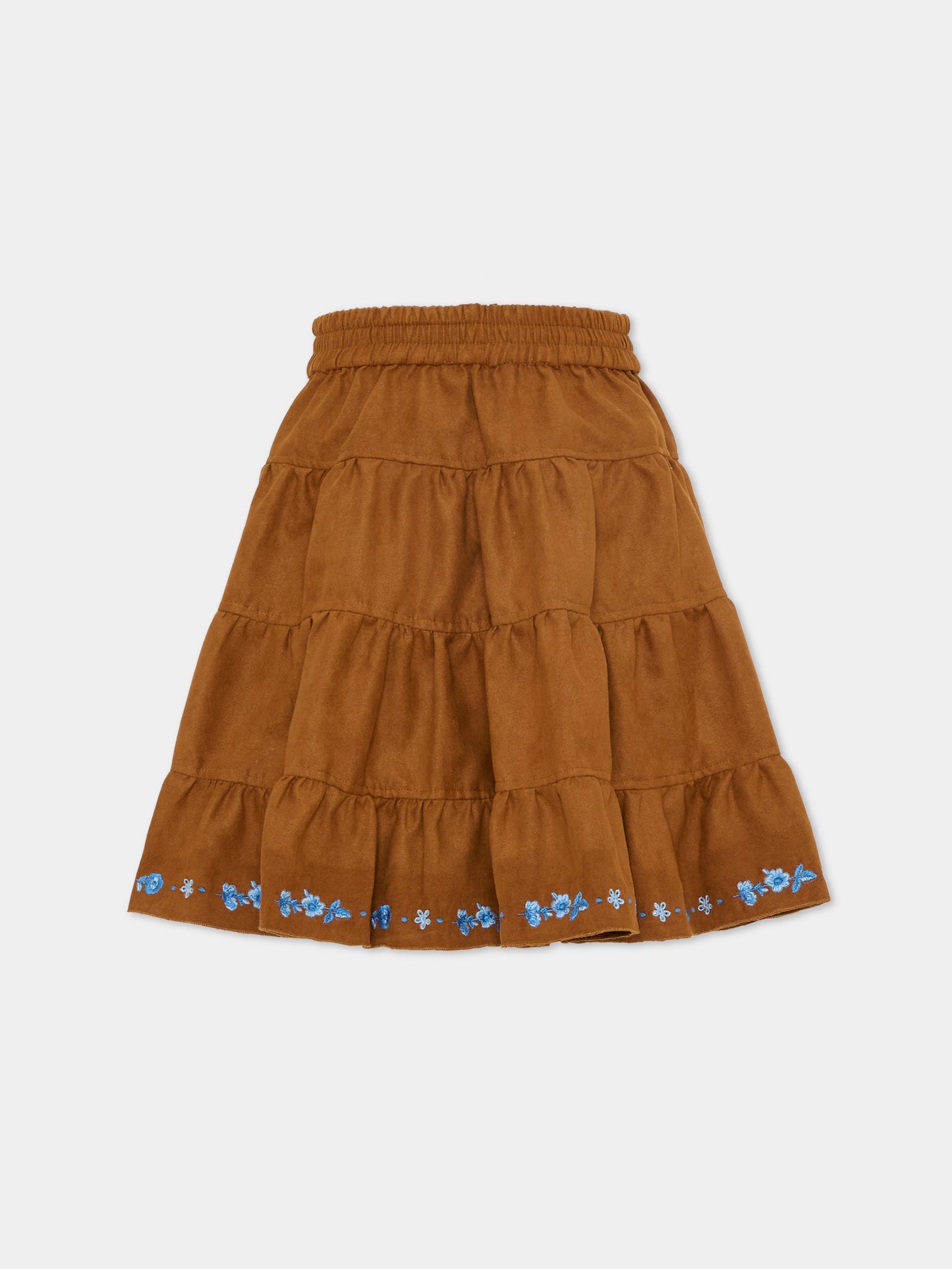 Gonna marrone per bambina con ricamo,Ermanno Scervino Junior,Z9G700 - 7731 - 0005