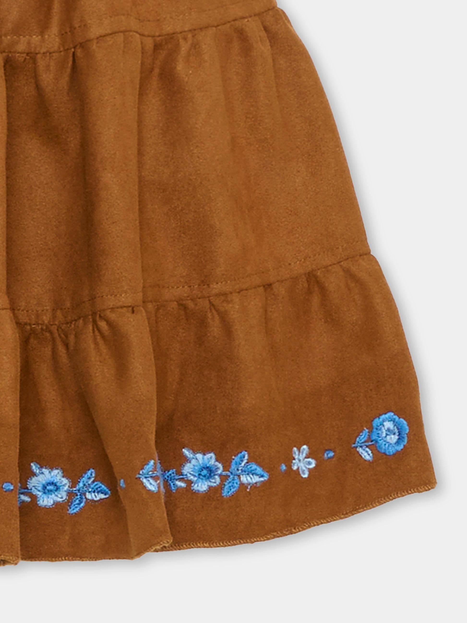 Gonna marrone per bambina con ricamo,Ermanno Scervino Junior,Z9G700 - 7731 - 0005