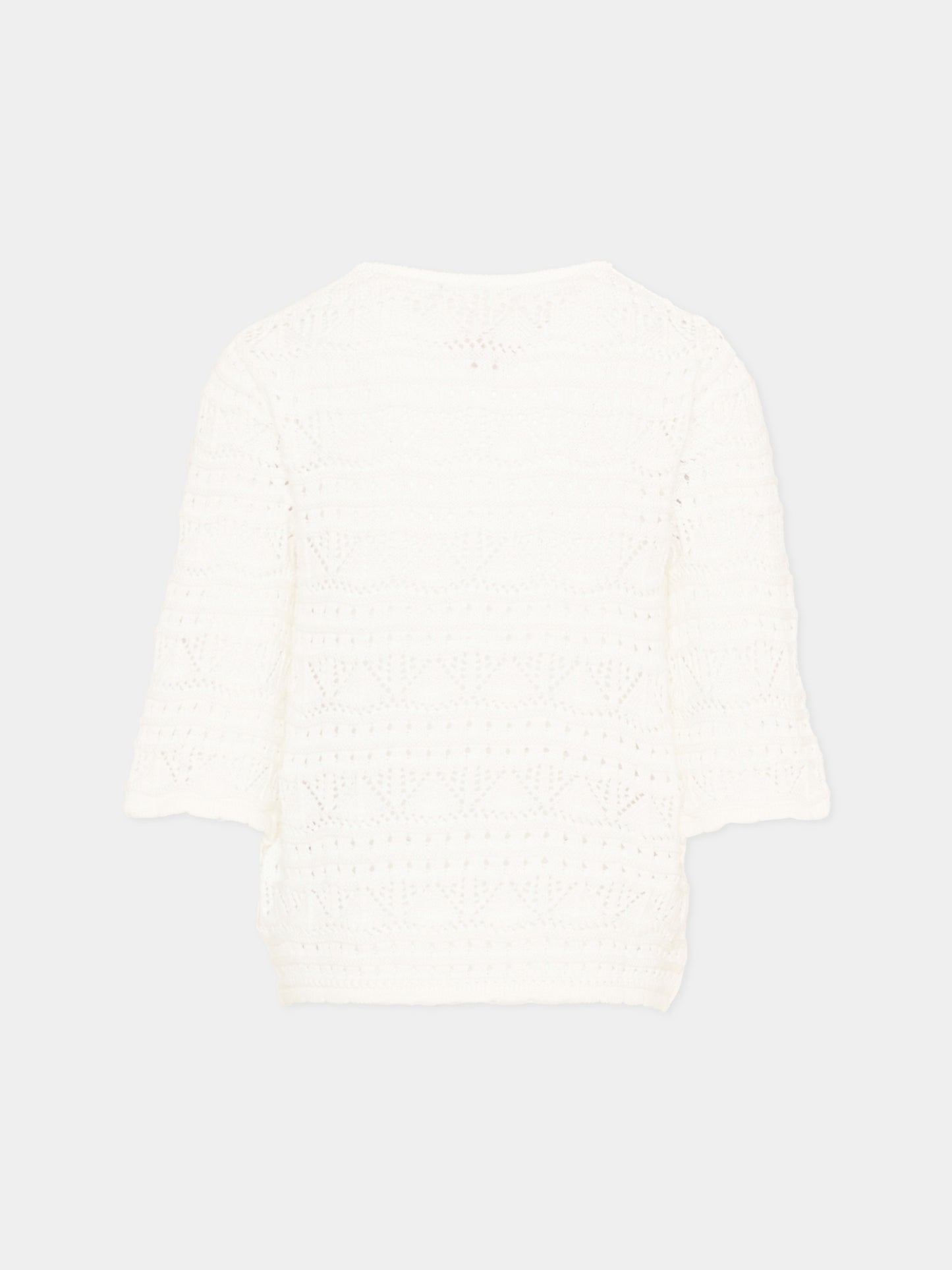 Maglione avorio crochet per bambina,Ermanno Scervino Junior,Z9G604 - 7085 - 0001