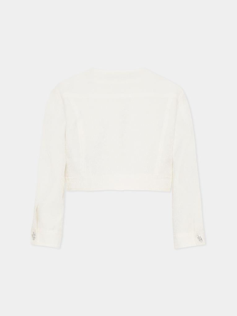 Giacca avorio per bambina con cristalli,Monnalisa,71G104 - 7124 - 0001