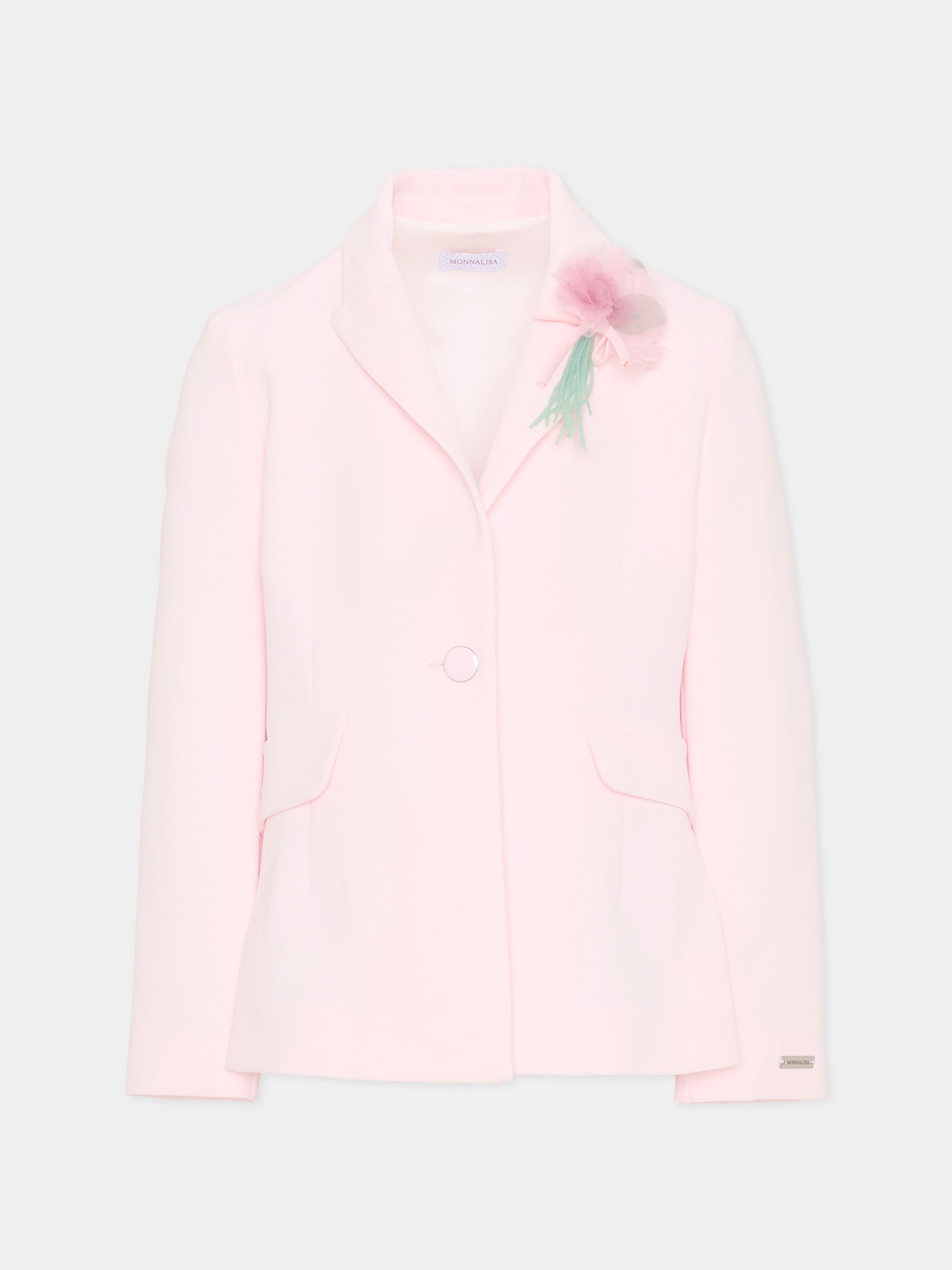 Giacca rosa per bambina con applicazione floreale,Monnalisa,71G103 - 7303 - 0091