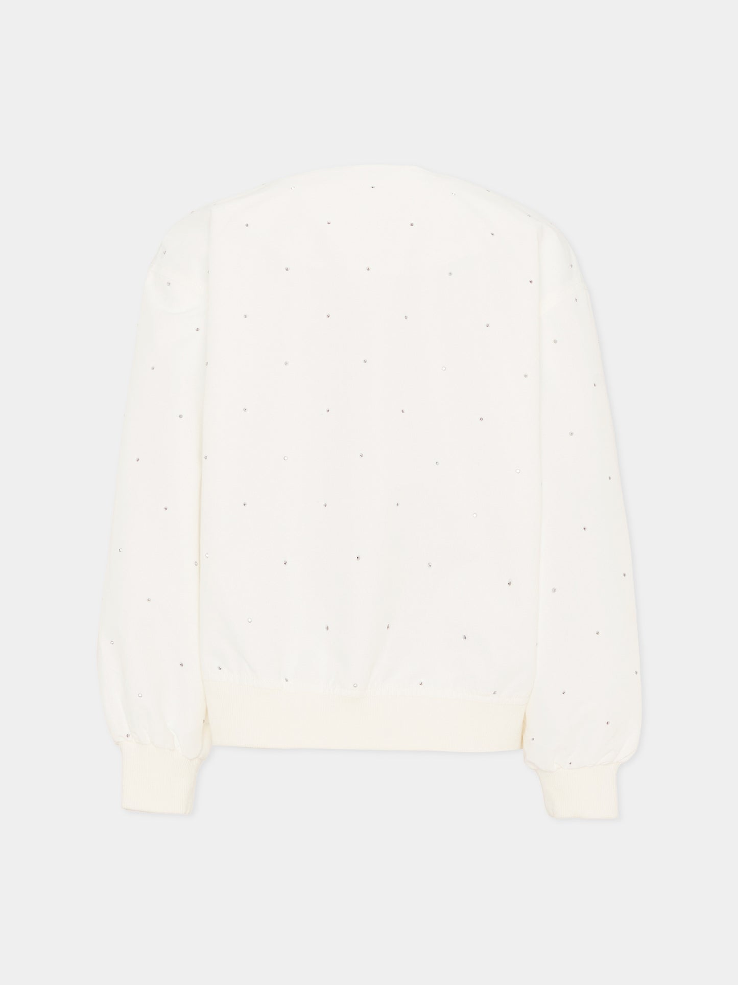 Bomber bianco per bambina con strass,Monnalisa,17G102 - 7021 - 0099