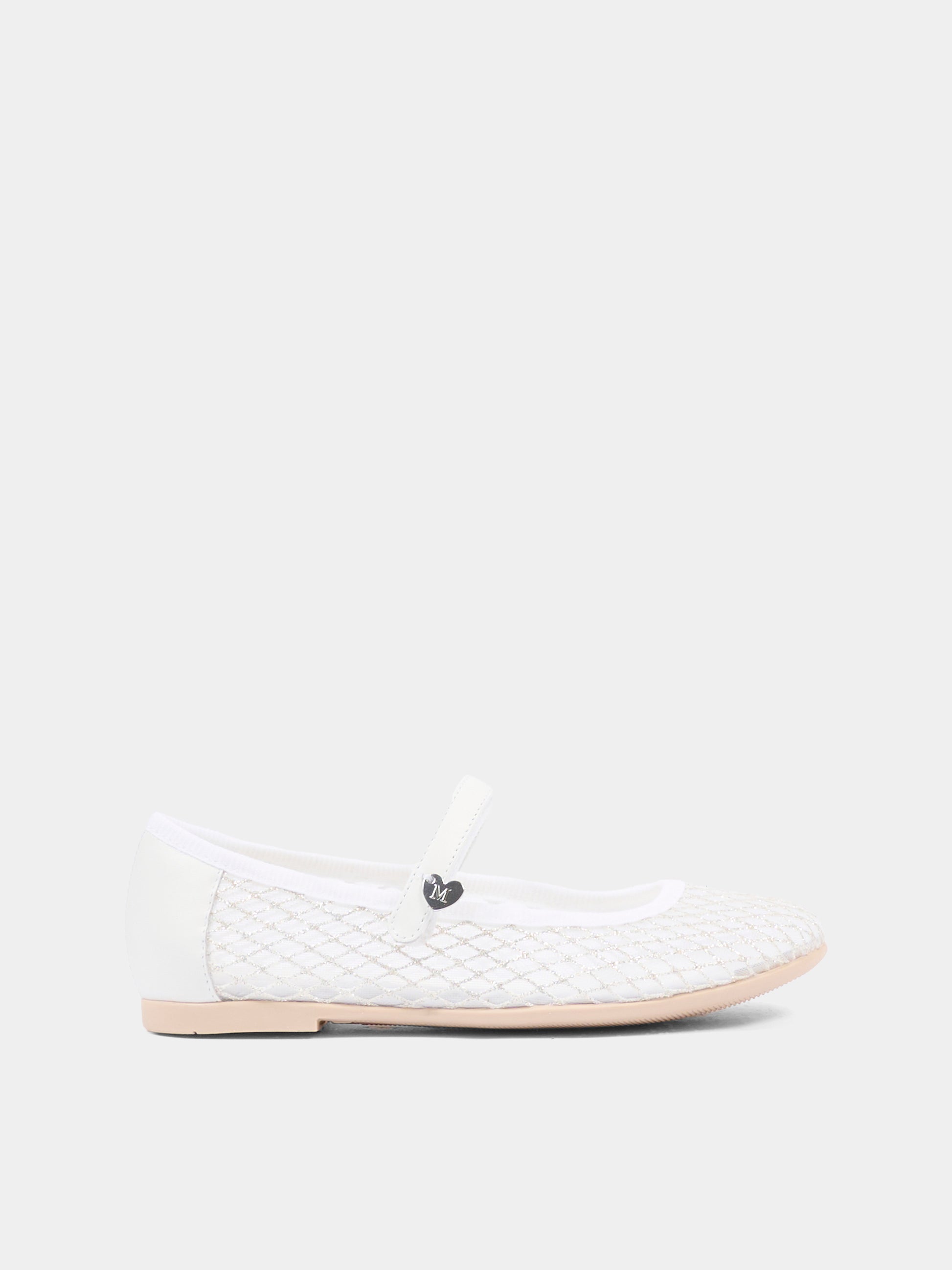 Ballerine bianche per bambina con cuore,Monnalisa,87G002 - 7704 - 0099