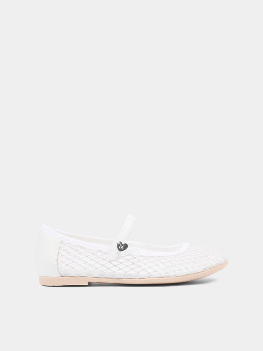 Ballerine bianche per bambina con cuore,Monnalisa,87G002 - 7704 - 0099