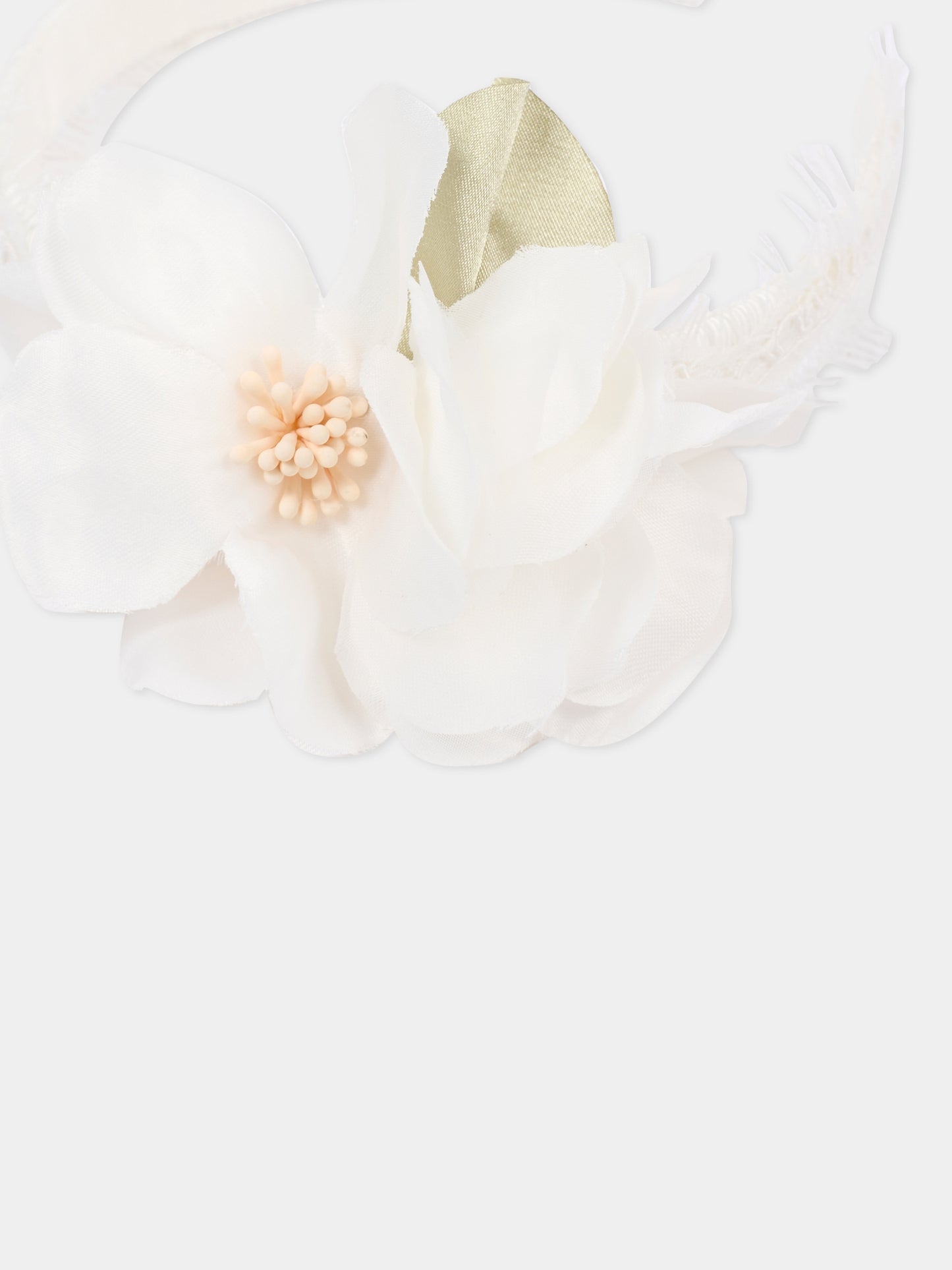 Cerchietto bianco per bambina con fiori,Monnalisa,79G005 - 7740 - 0001
