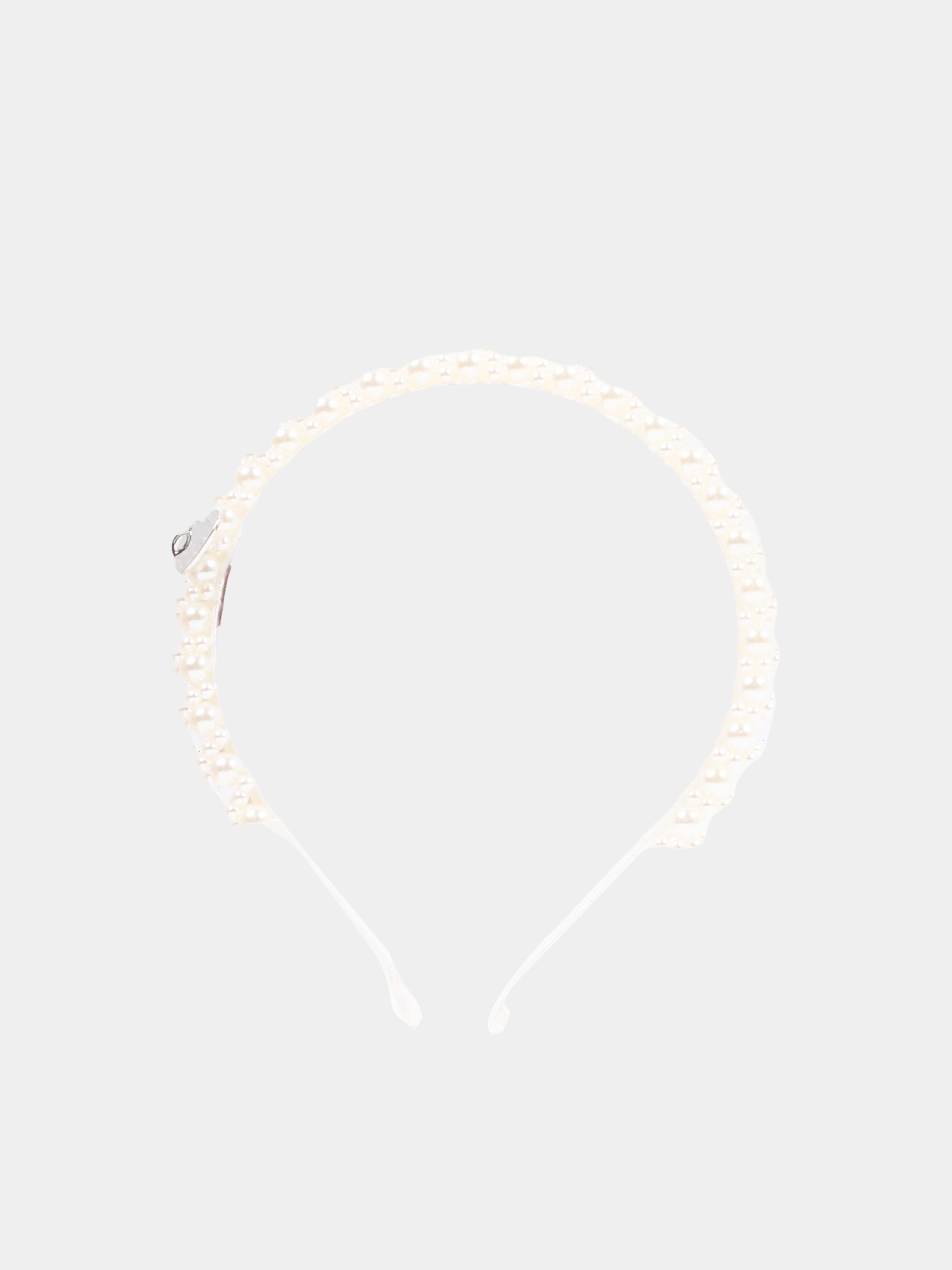 Cerchietto bianco per bambina con perle,Monnalisa,17G006 - 7759 - 0001