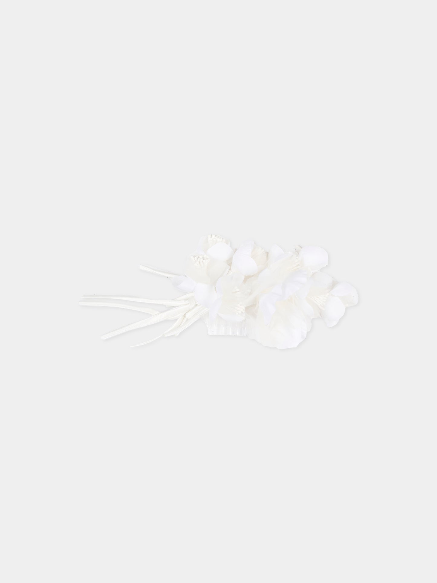 Fermaglio bianco per bambina con fiori,Monnalisa,79G010 - 7097 - 0001
