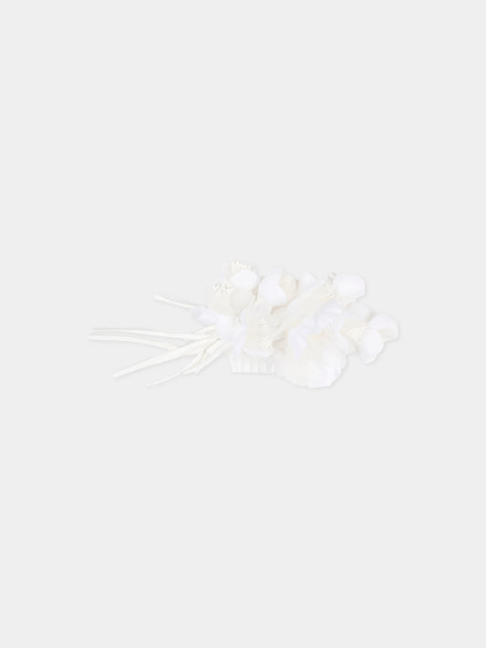 Fermaglio bianco per bambina con fiori,Monnalisa,79G010 - 7097 - 0001