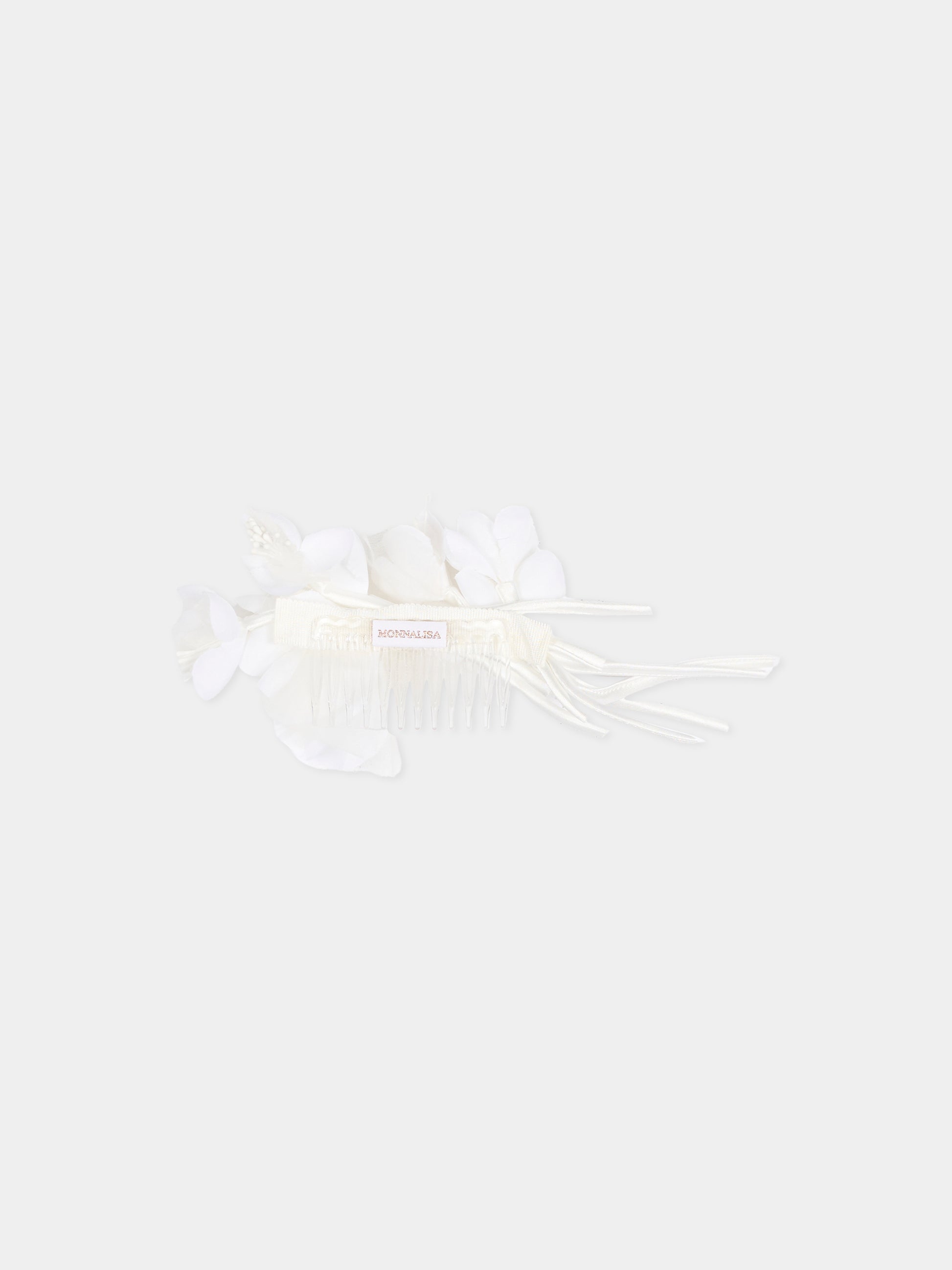 Fermaglio bianco per bambina con fiori,Monnalisa,79G010 - 7097 - 0001