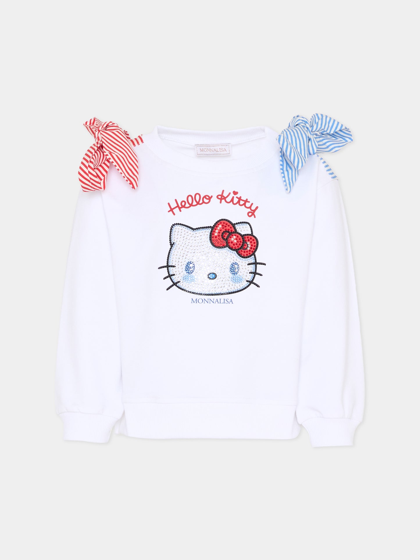 Felpa bianca per bambina con Hello Kitty,Monnalisa,19G607 - 7012 - 0099