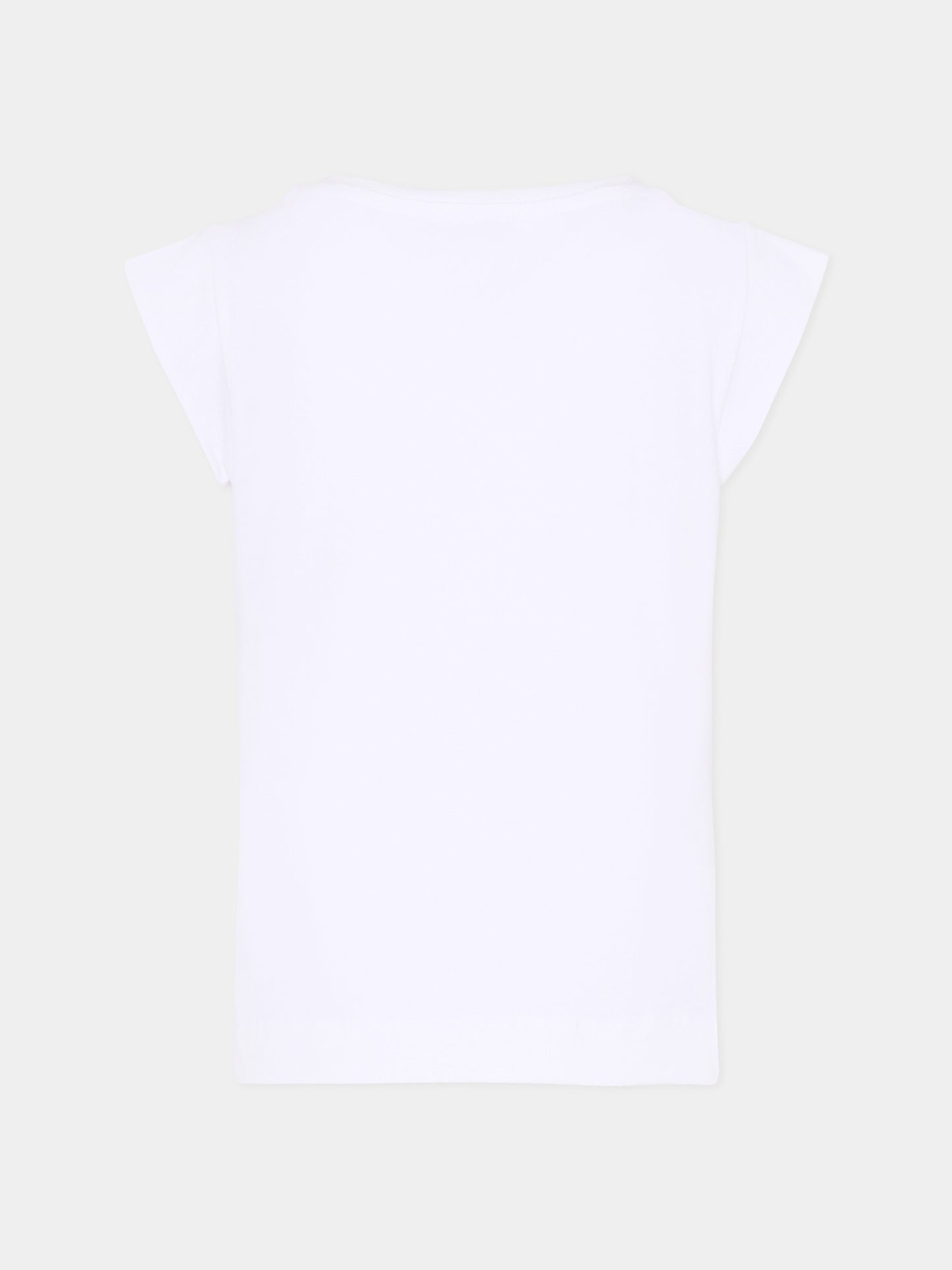 T-shirt bianca per bambina con Hello Kitty di strass,Monnalisa,19G617 - 7005 - 0099