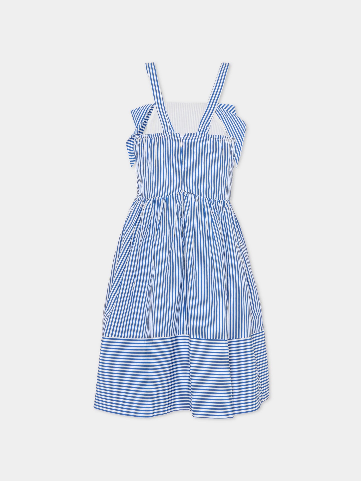 Vestito blu per bambina con fiocco,Monnalisa,11G914 - 7315 - 9956