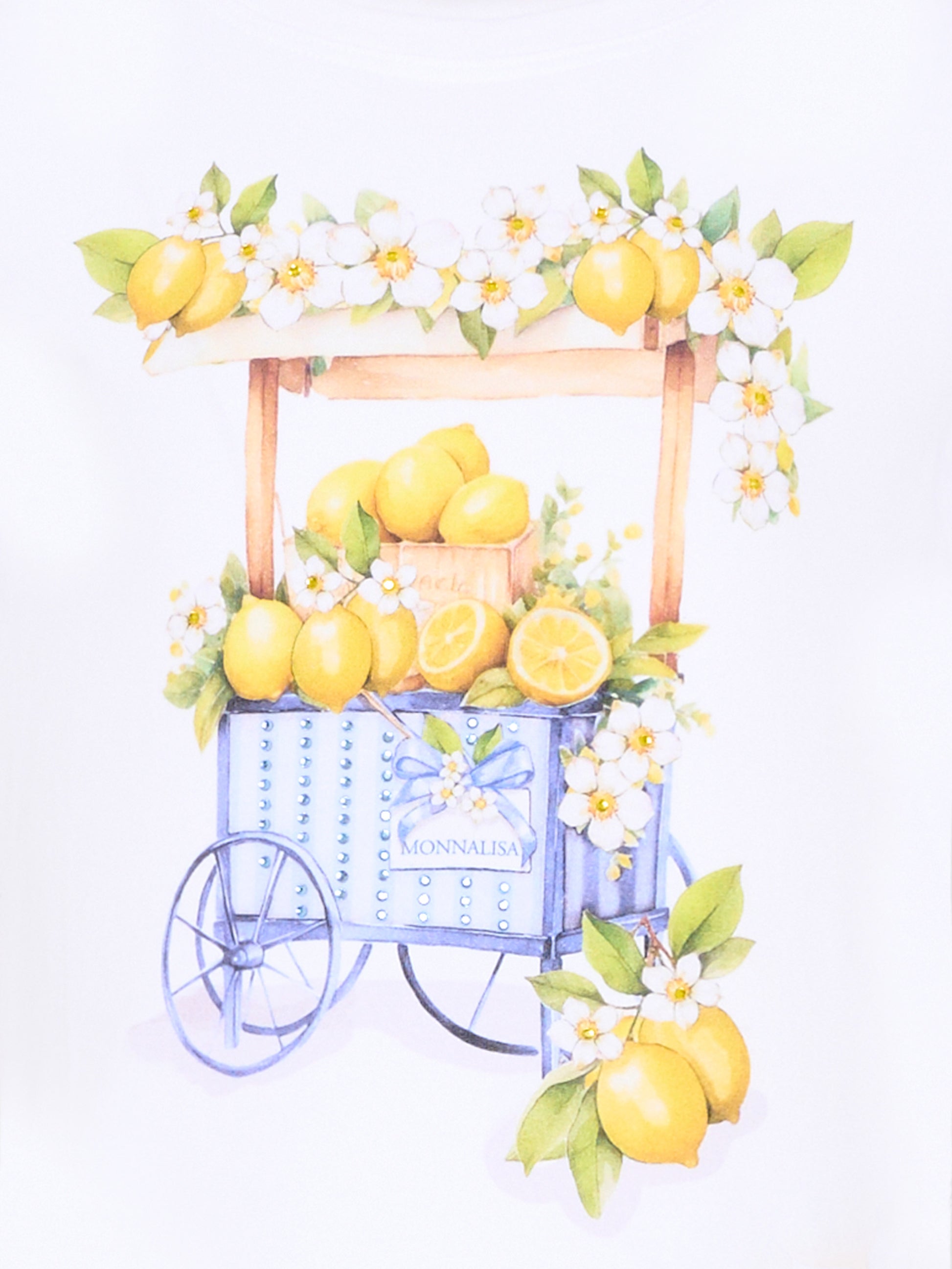T-Shirt bianca per bambina con limoni,Monnalisa,11G624 - 7201 - 0099