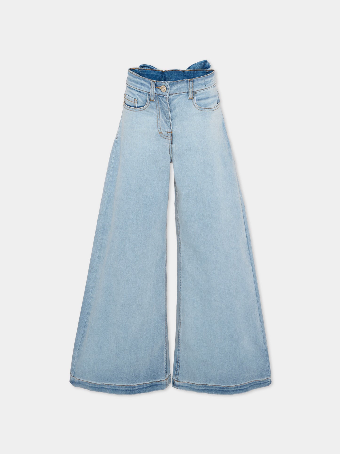 Jeans denim per bambina con maxi fiocco,Monnalisa,17G404 - 7013 - 0062