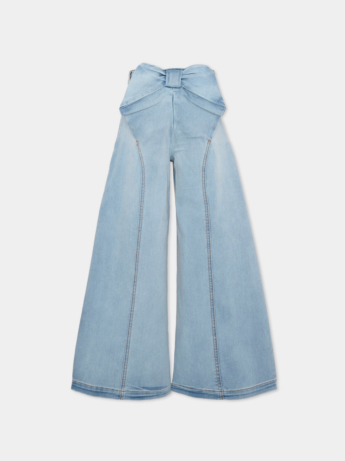 Jeans denim per bambina con maxi fiocco,Monnalisa,17G404 - 7013 - 0062
