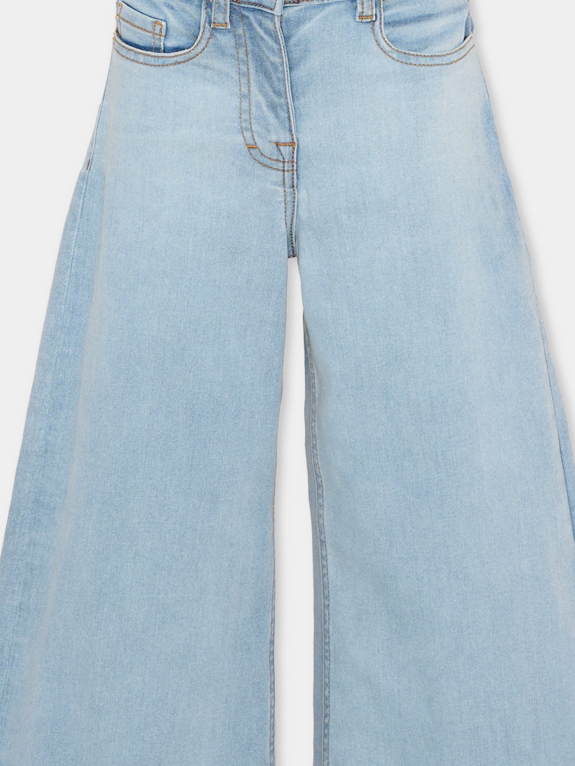 Jeans denim per bambina con maxi fiocco,Monnalisa,17G404 - 7013 - 0062