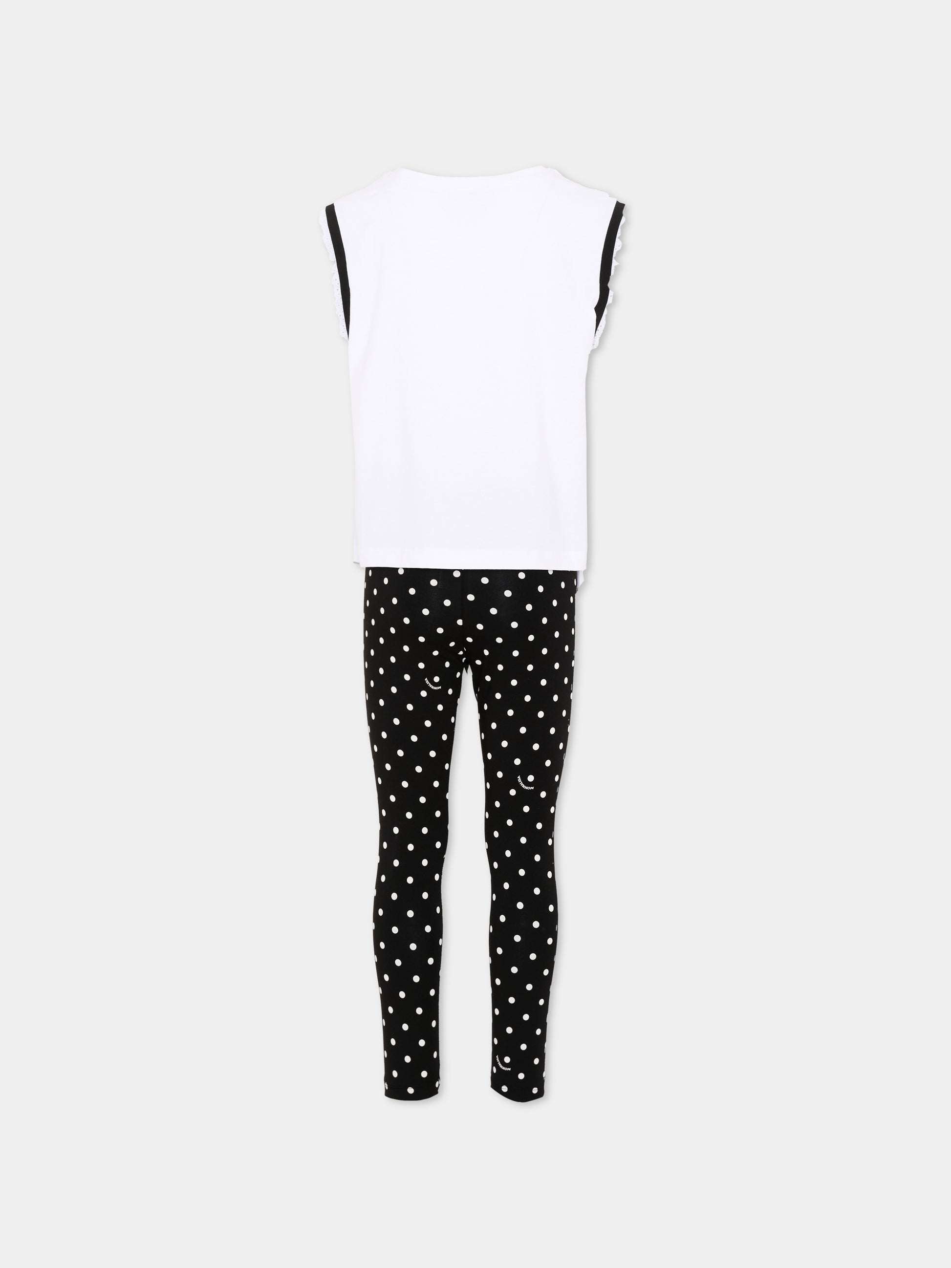 Completo sportivo multicolor per bambina con pois,Monnalisa,19G505 - 7032 - 9950